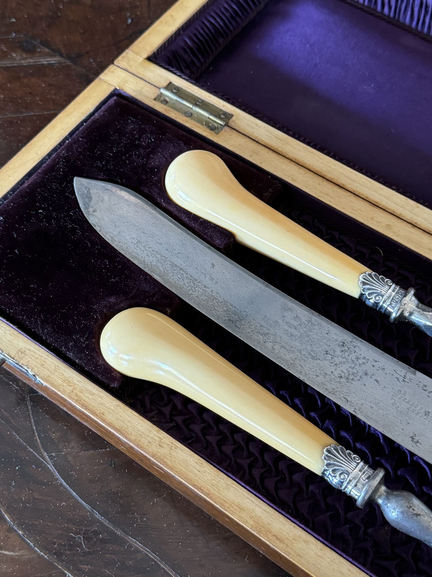 Ivory and silver mounted carving steels image 4