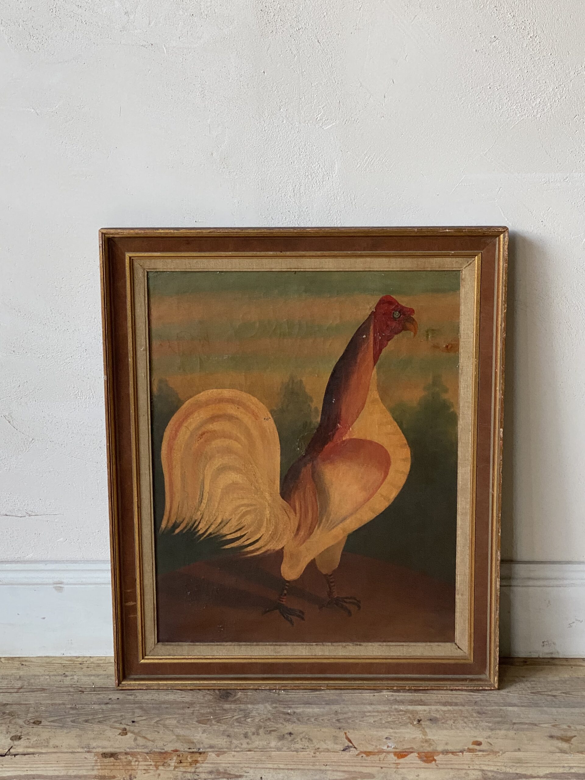 Pair of Naive Cockerel oil paintings image 4