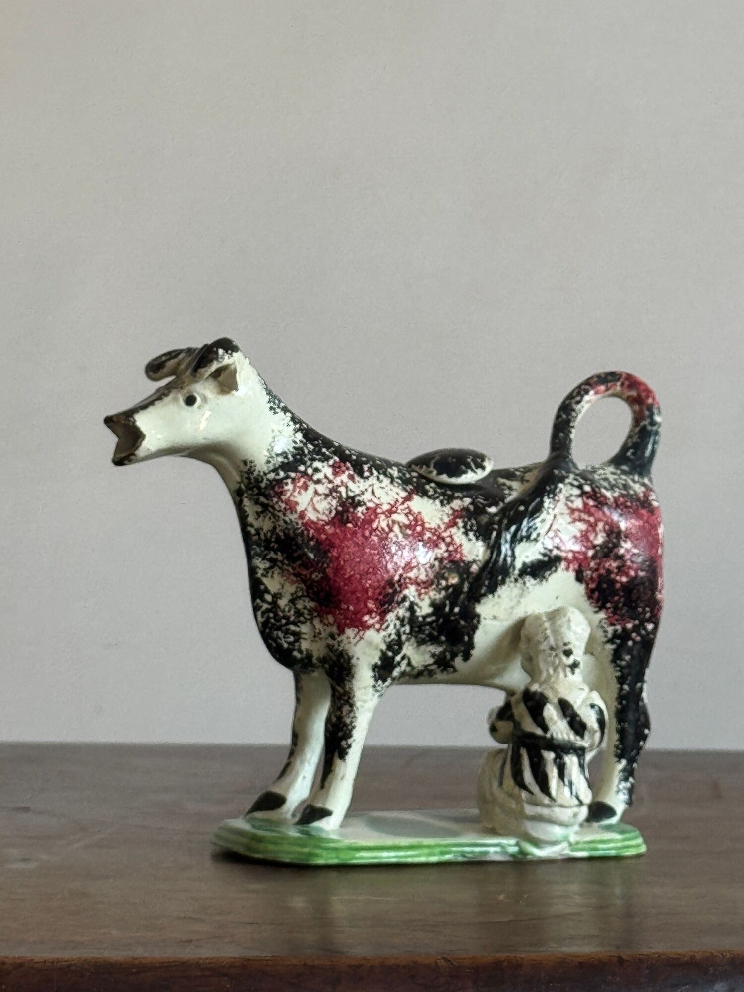 Antique Prattware cow creamer