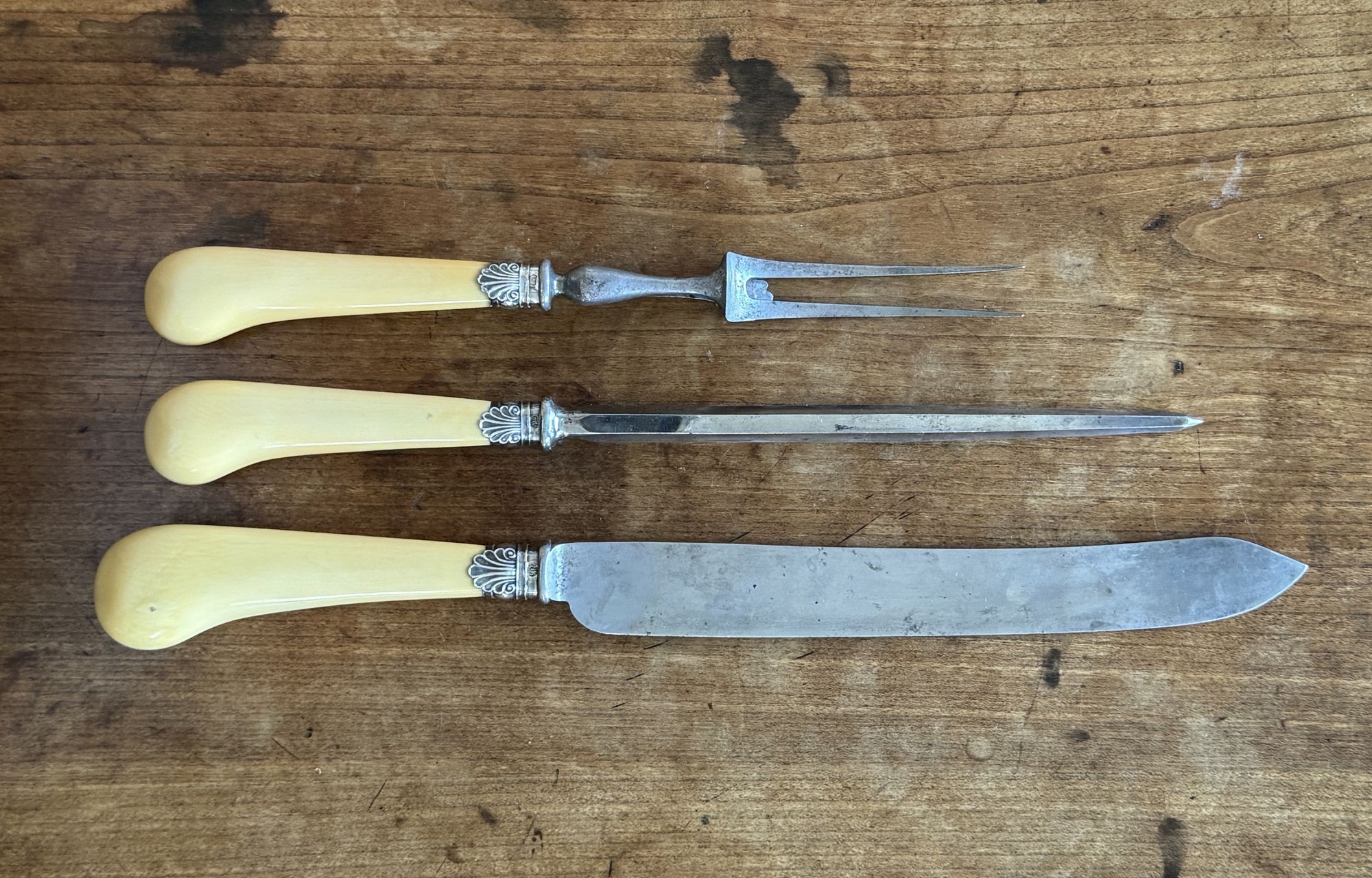 Ivory and silver mounted carving steels