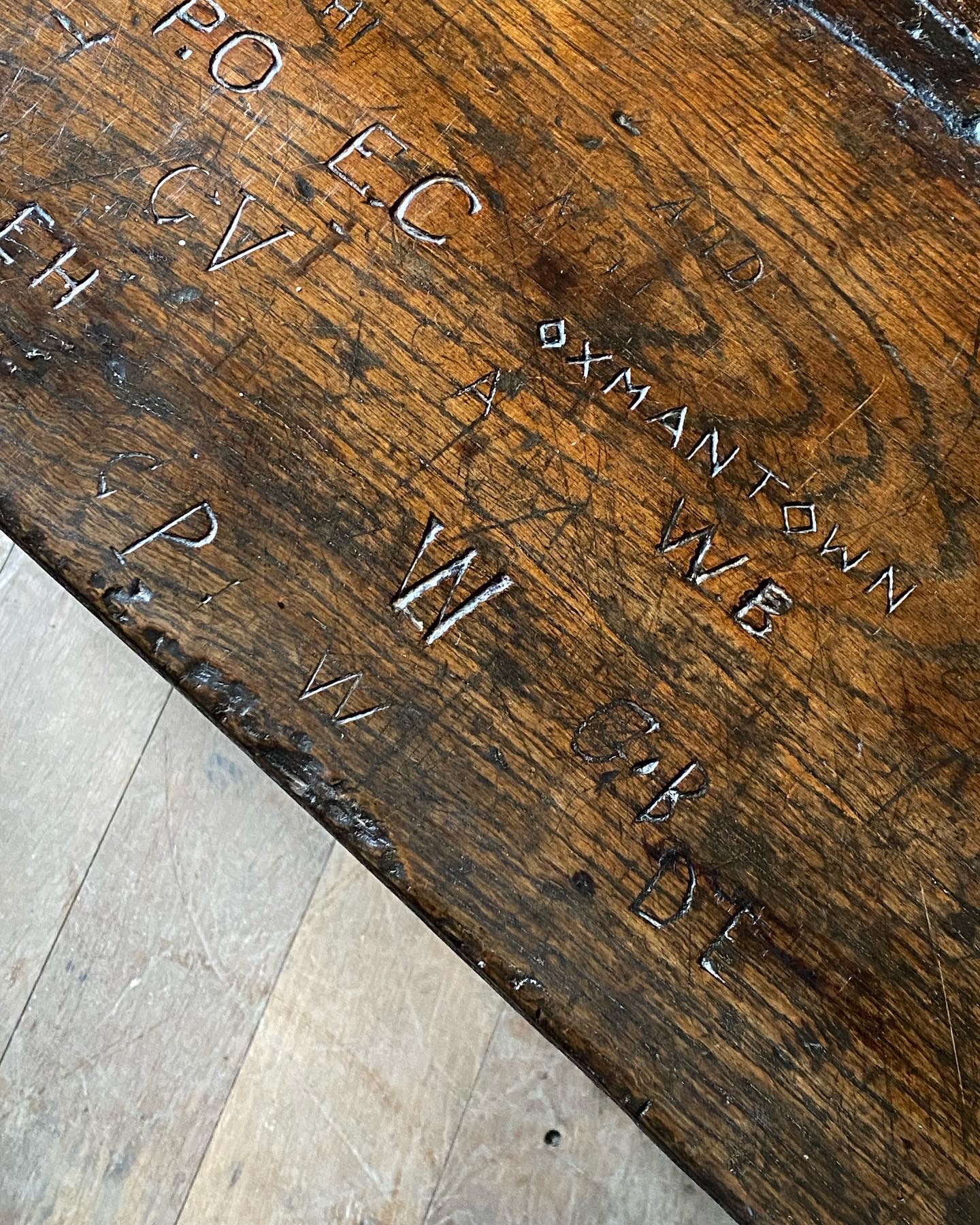 18thC Graffitied Oak Refectory Table image 8