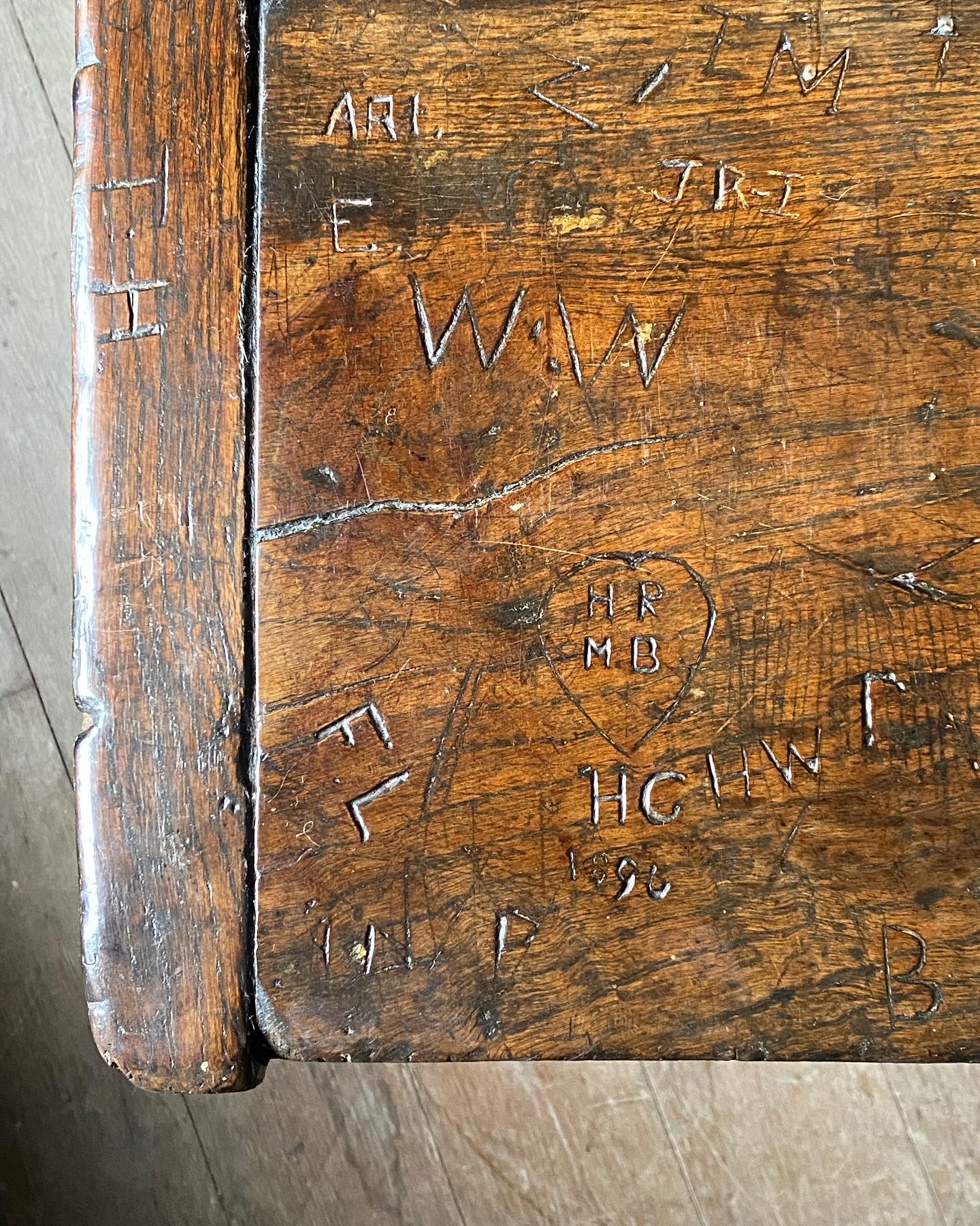 18thC Graffitied Oak Refectory Table image 4