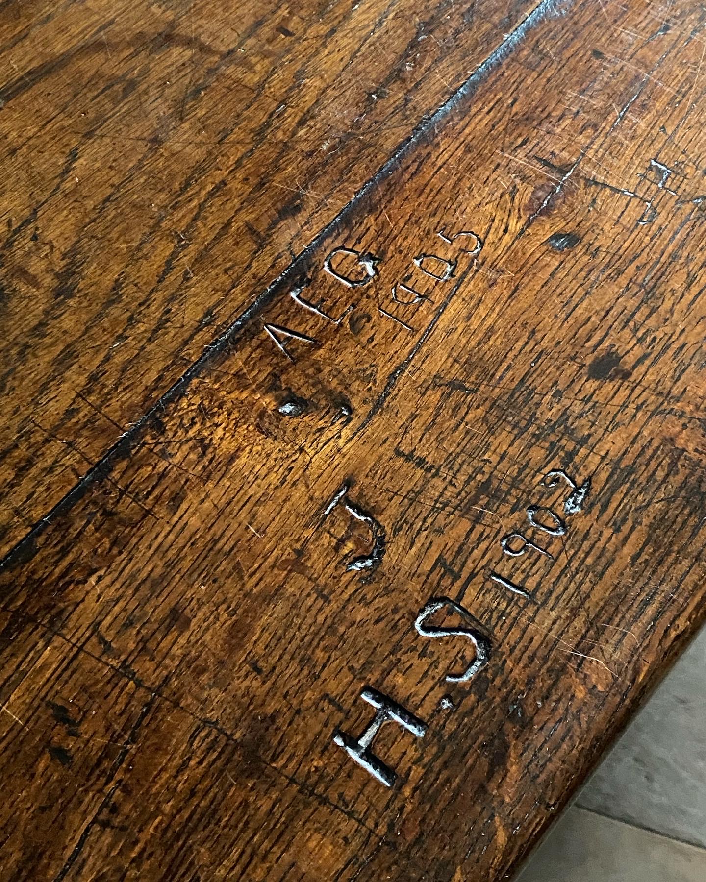18thC Graffitied Oak Refectory Table image 9