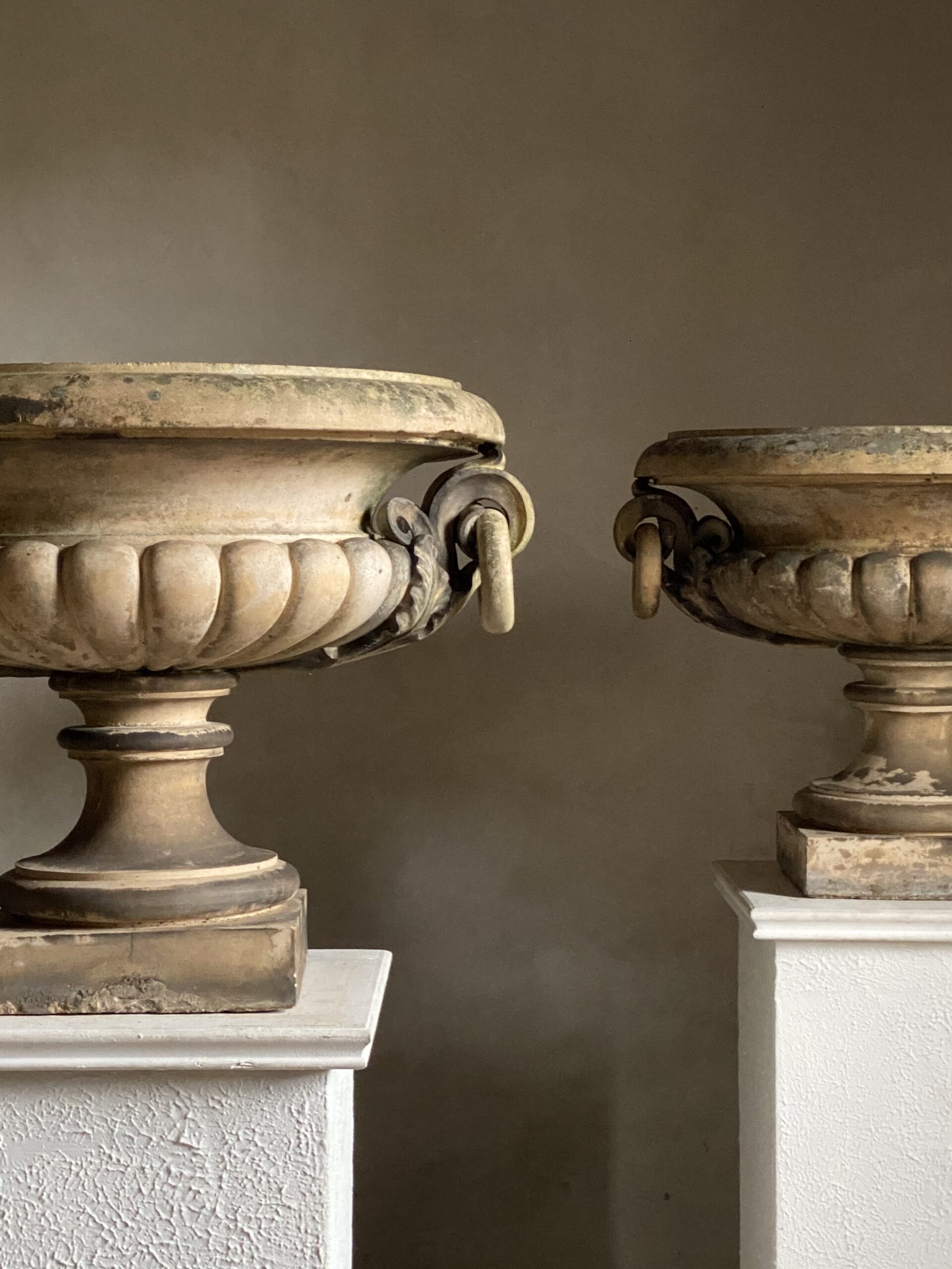 A pair of Buff Terracotta Urns image 8