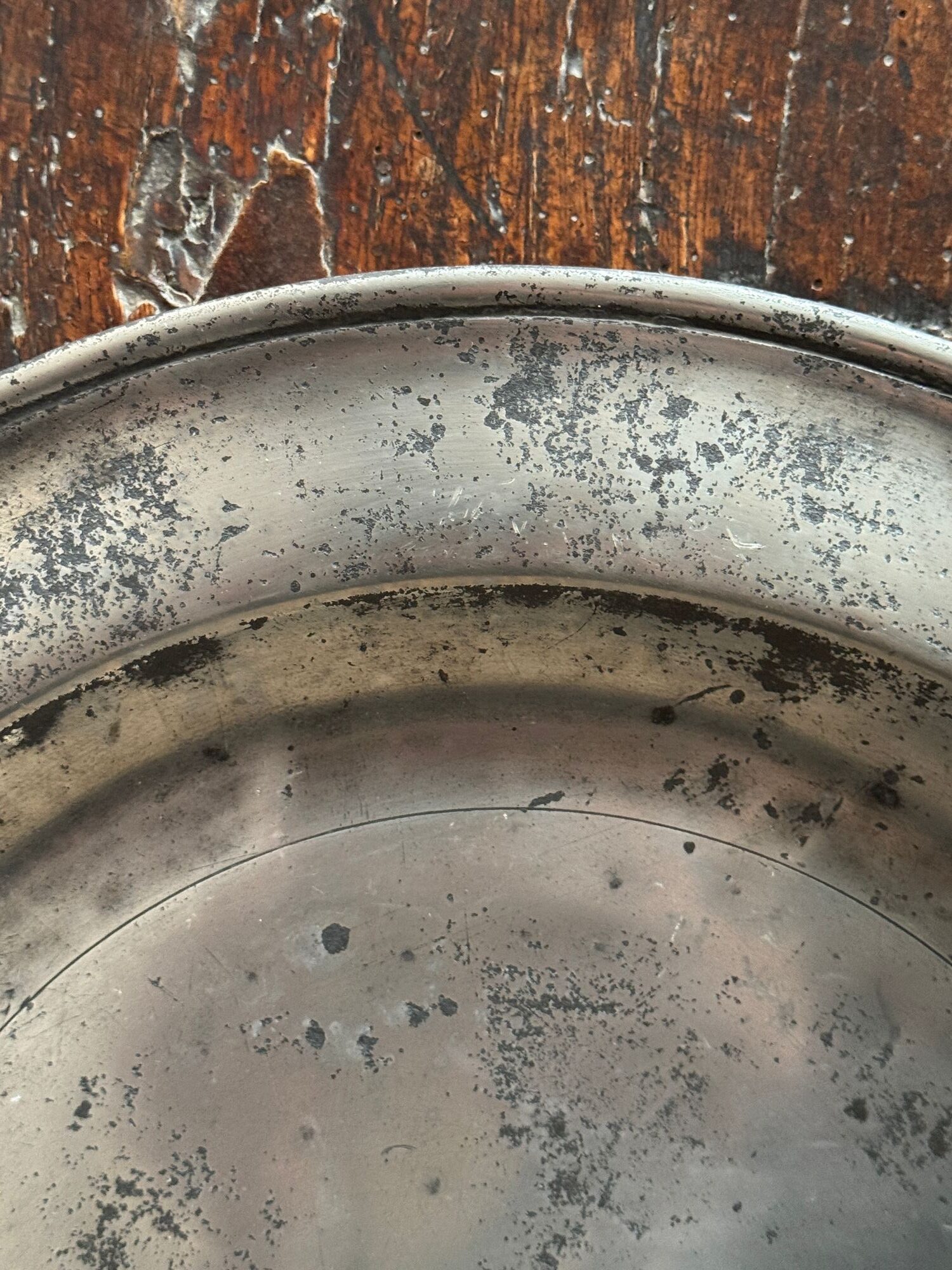 A pair of 18thC English pewter chargers image 7