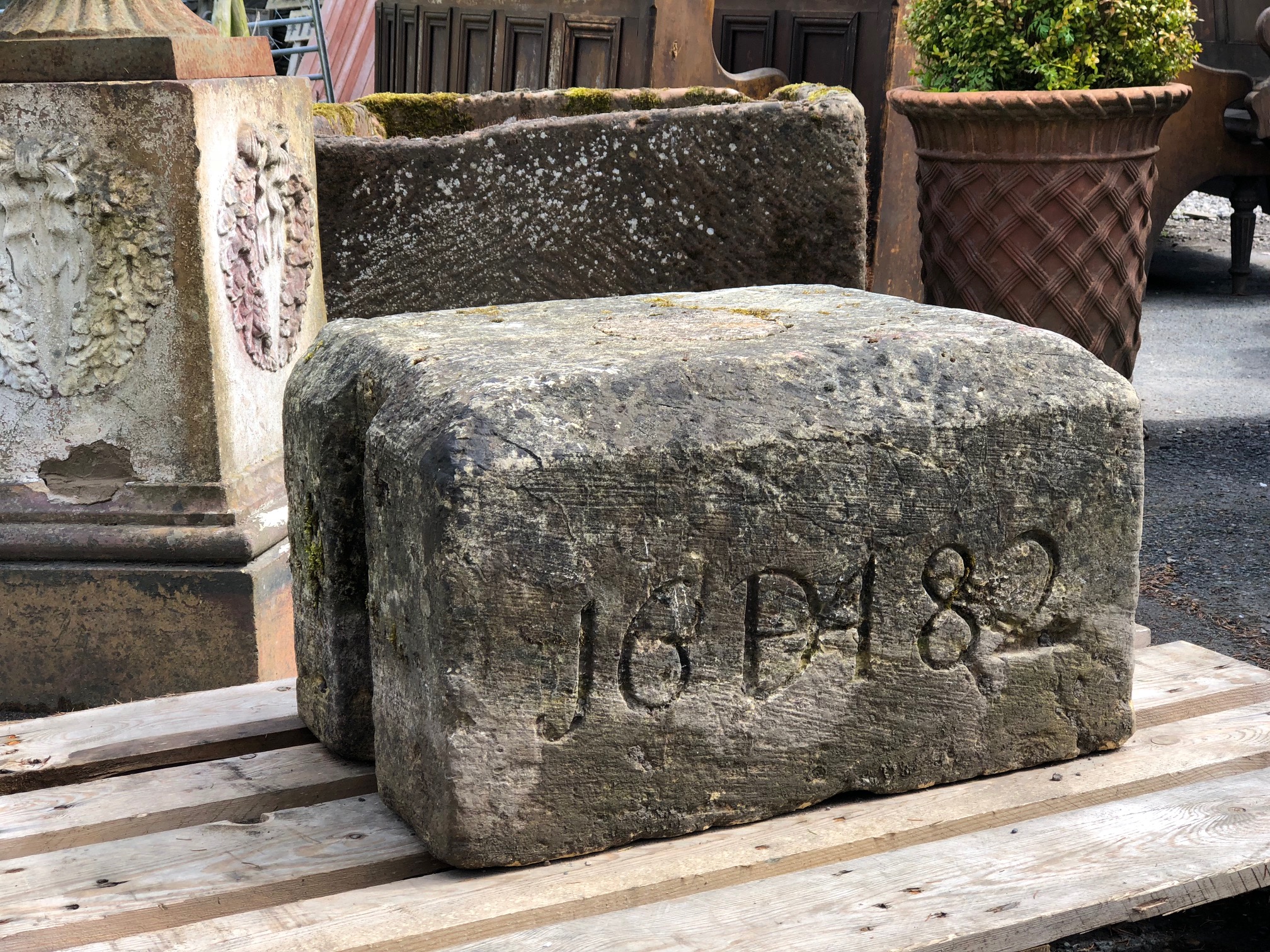 Cheese Press Weight Stone Dated 1682 image 5