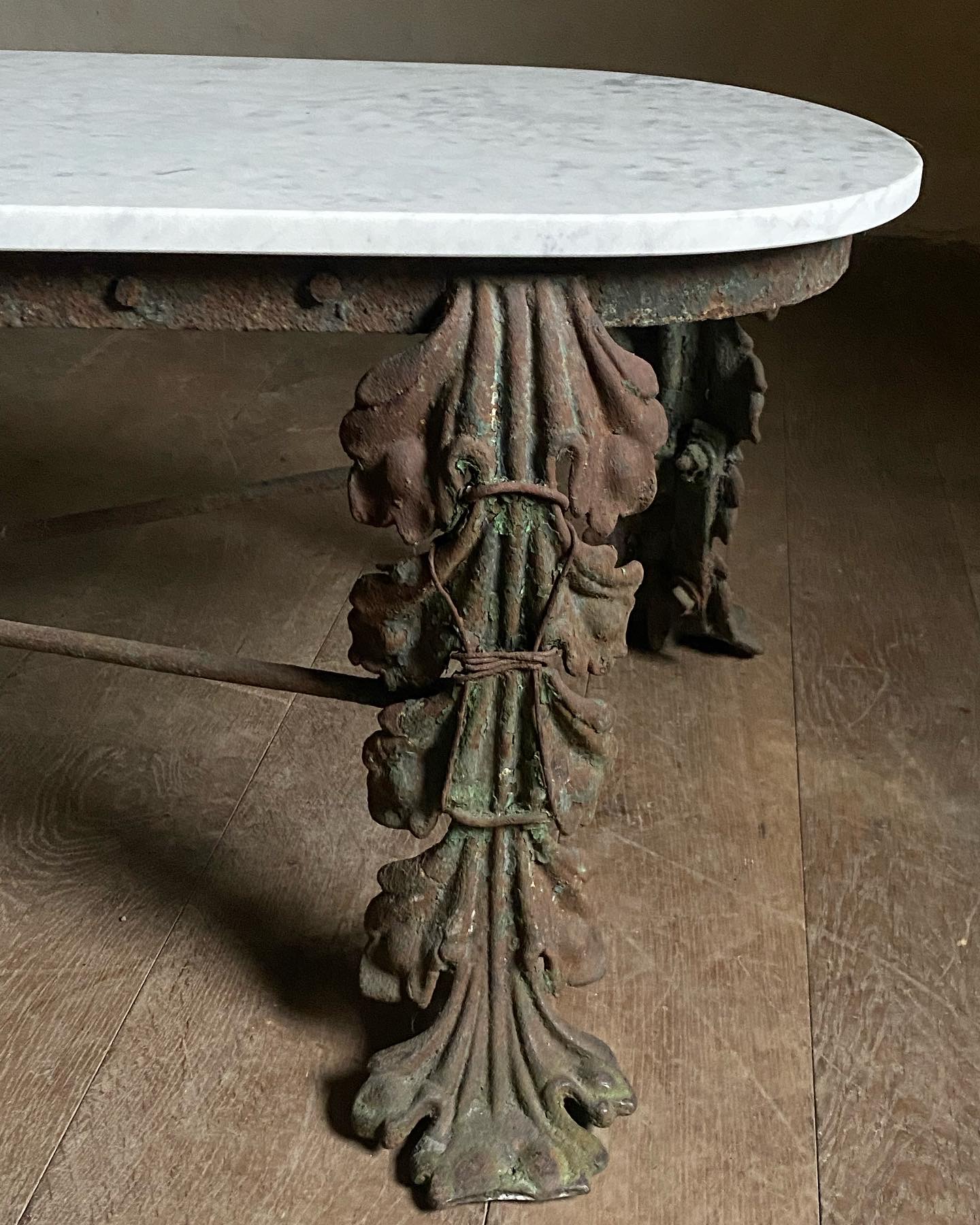 Antique marble topped garden table image 7