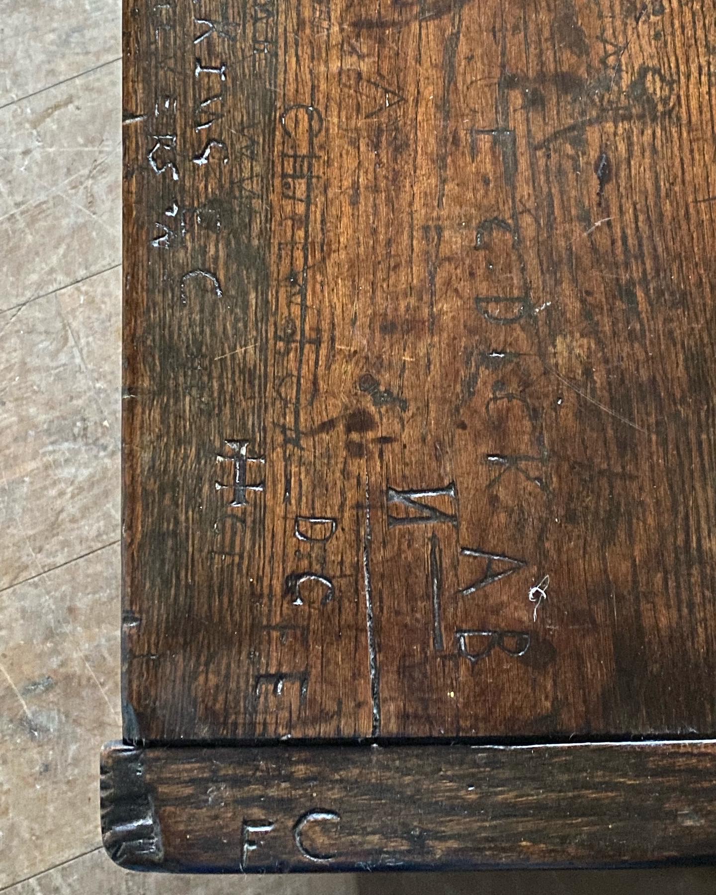 18thC Graffitied Oak Refectory Table image 3