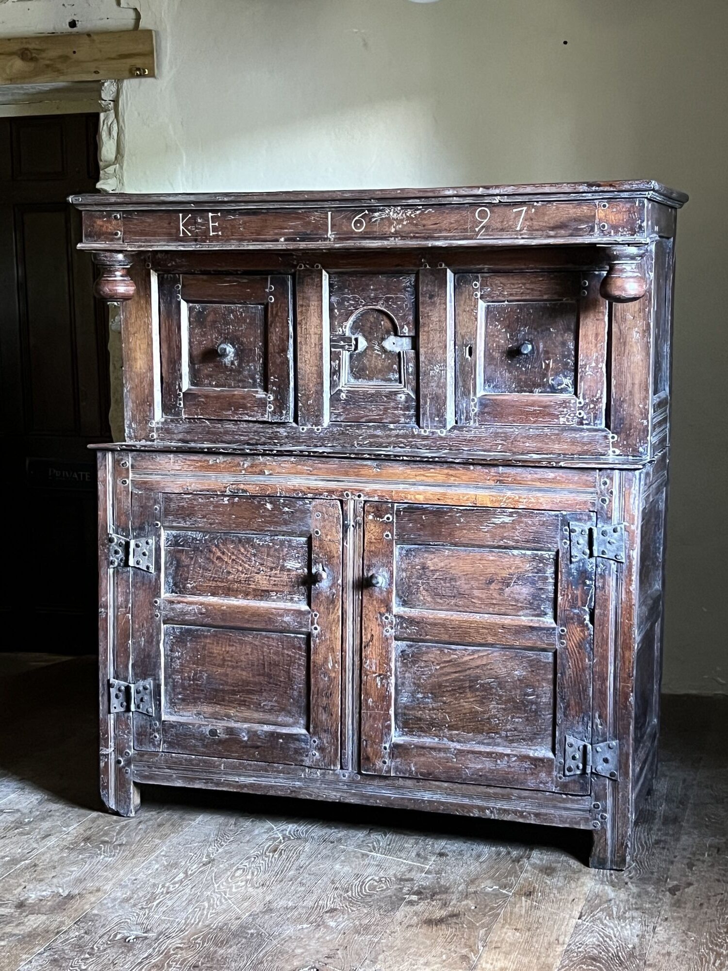 17thC Oak Press or Court Cupboard image 7
