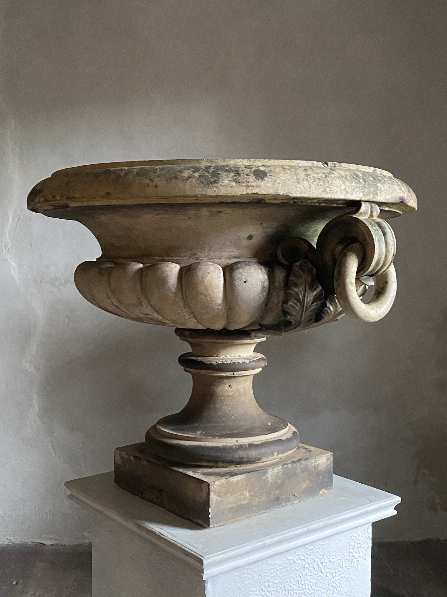 A pair of Buff Terracotta Urns image 6