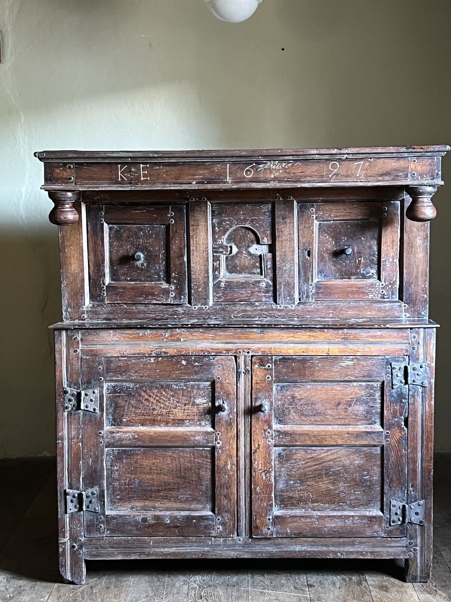 17thC Oak Press or Court Cupboard image 6