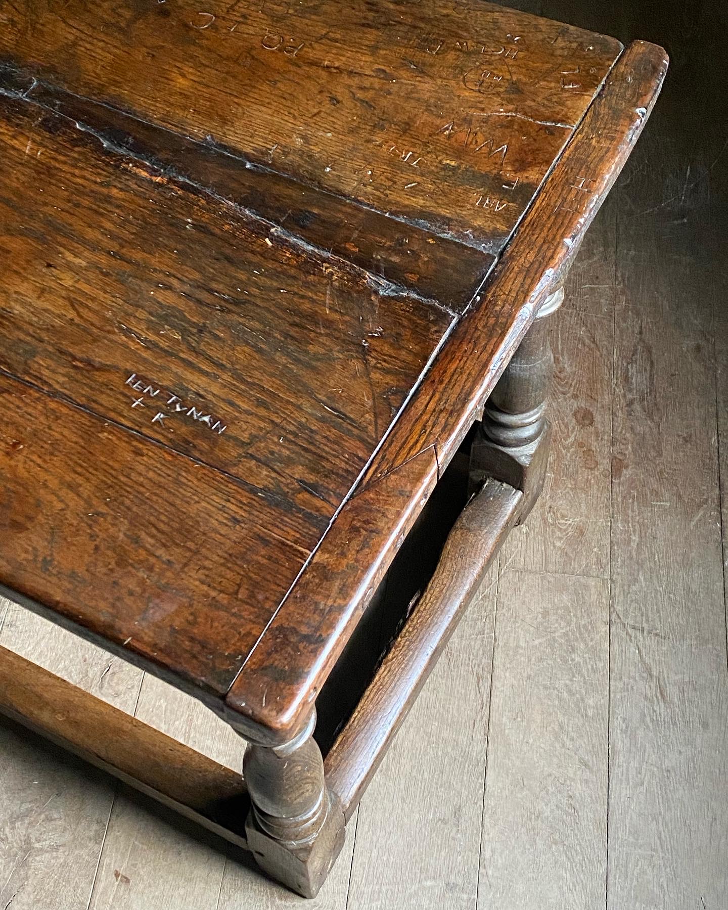 18thC Graffitied Oak Refectory Table image 5