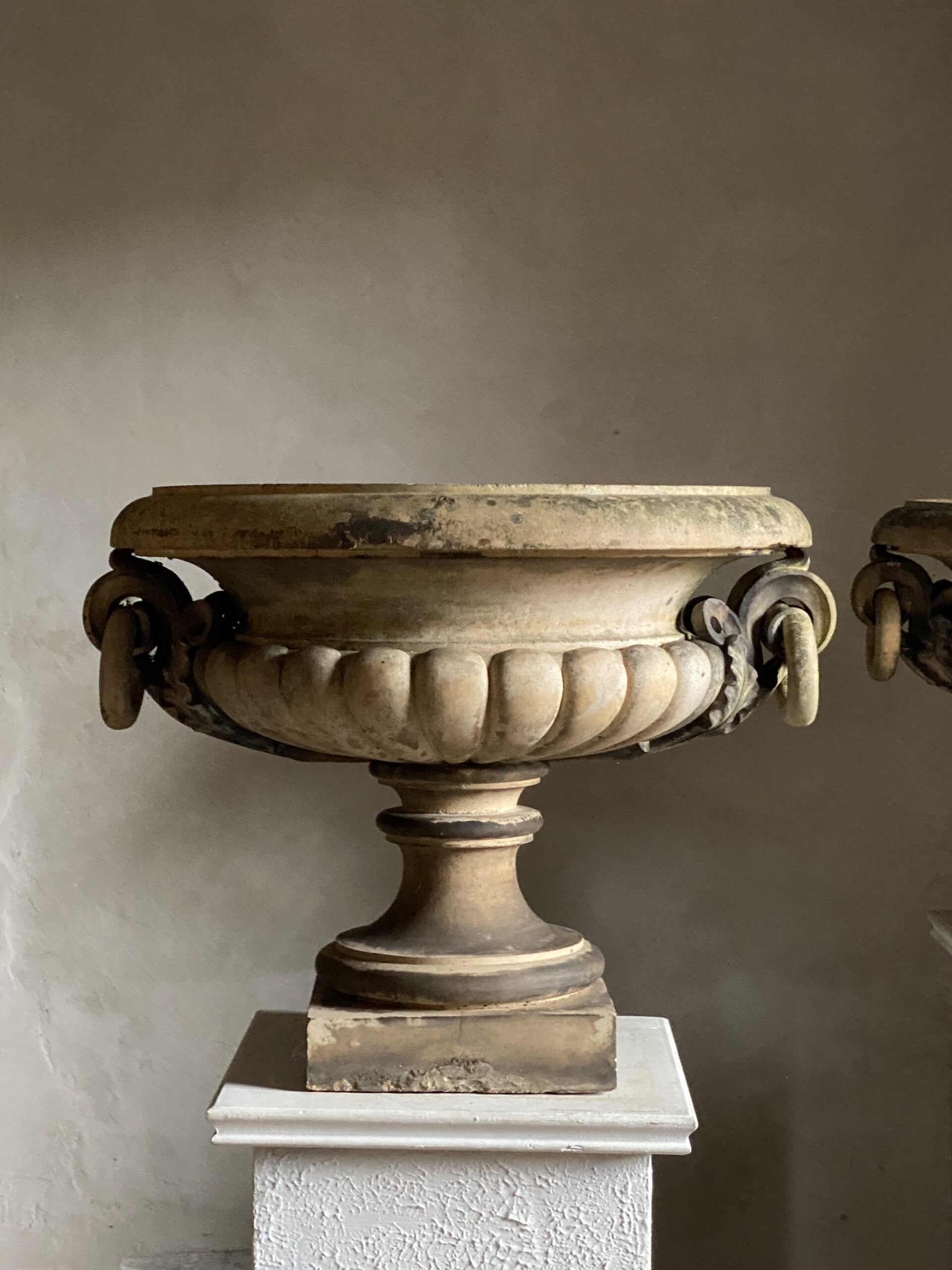 A pair of Buff Terracotta Urns image 9