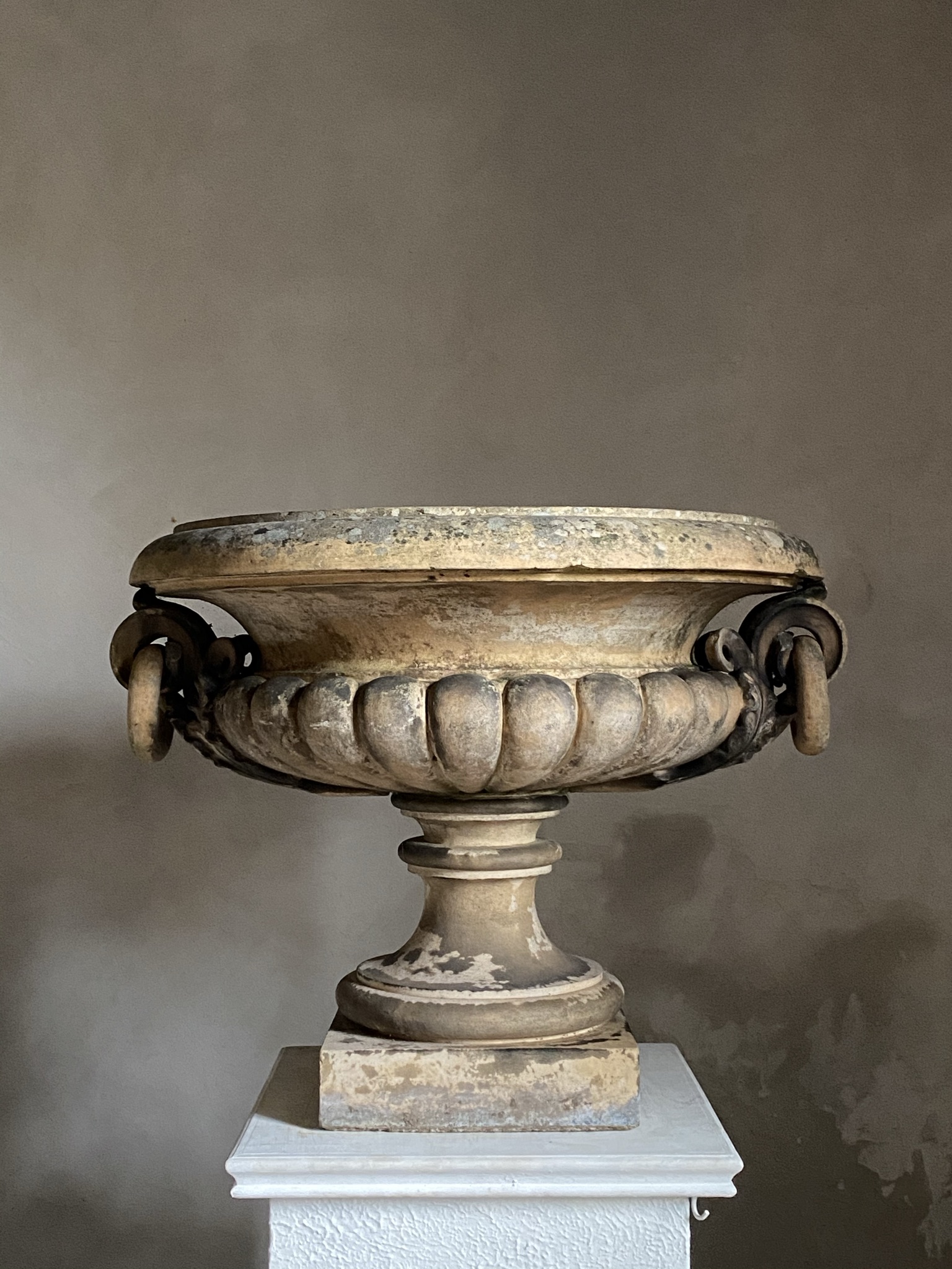A pair of Buff Terracotta Urns image 10