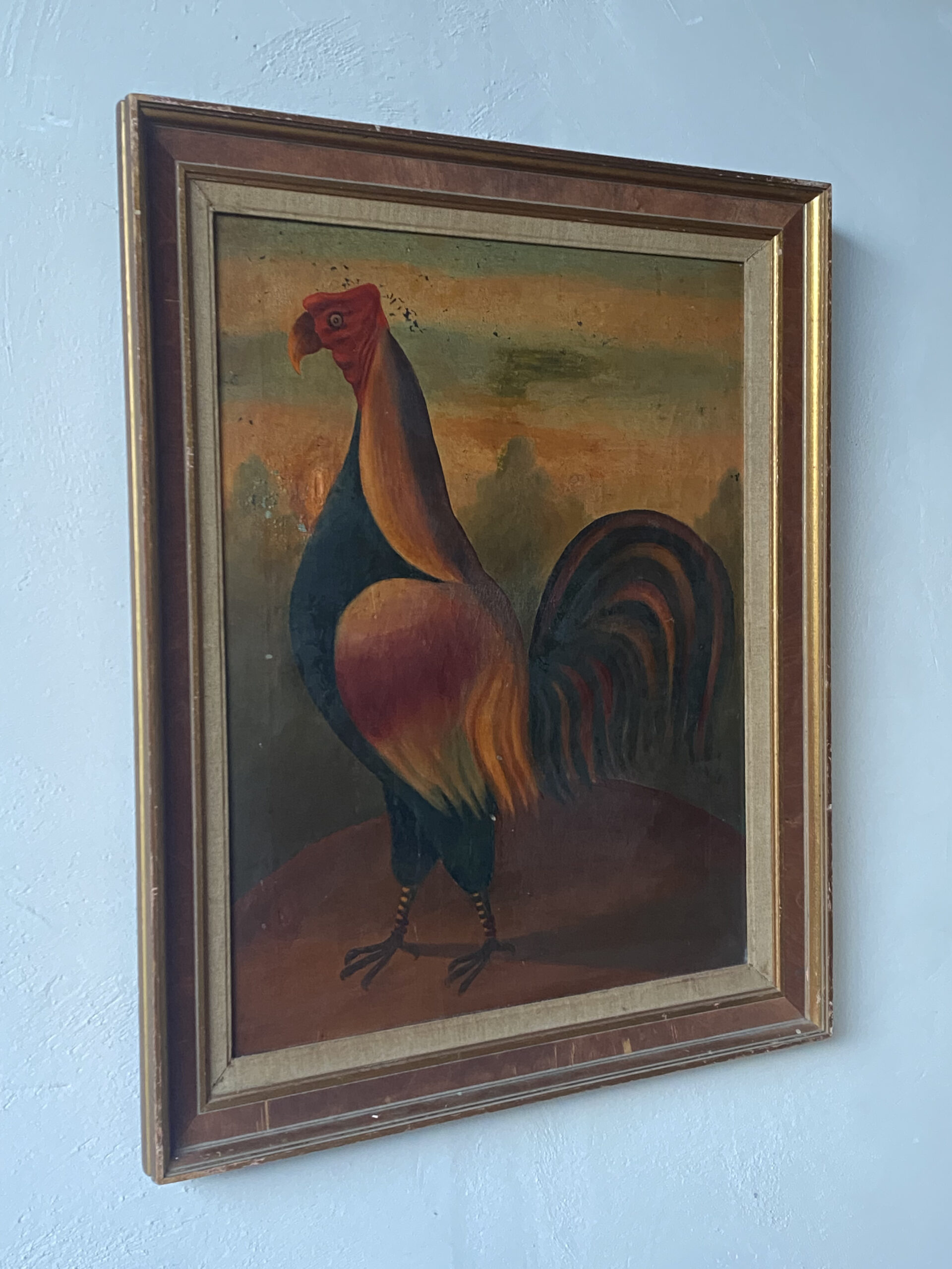Pair of Naive Cockerel oil paintings image 3