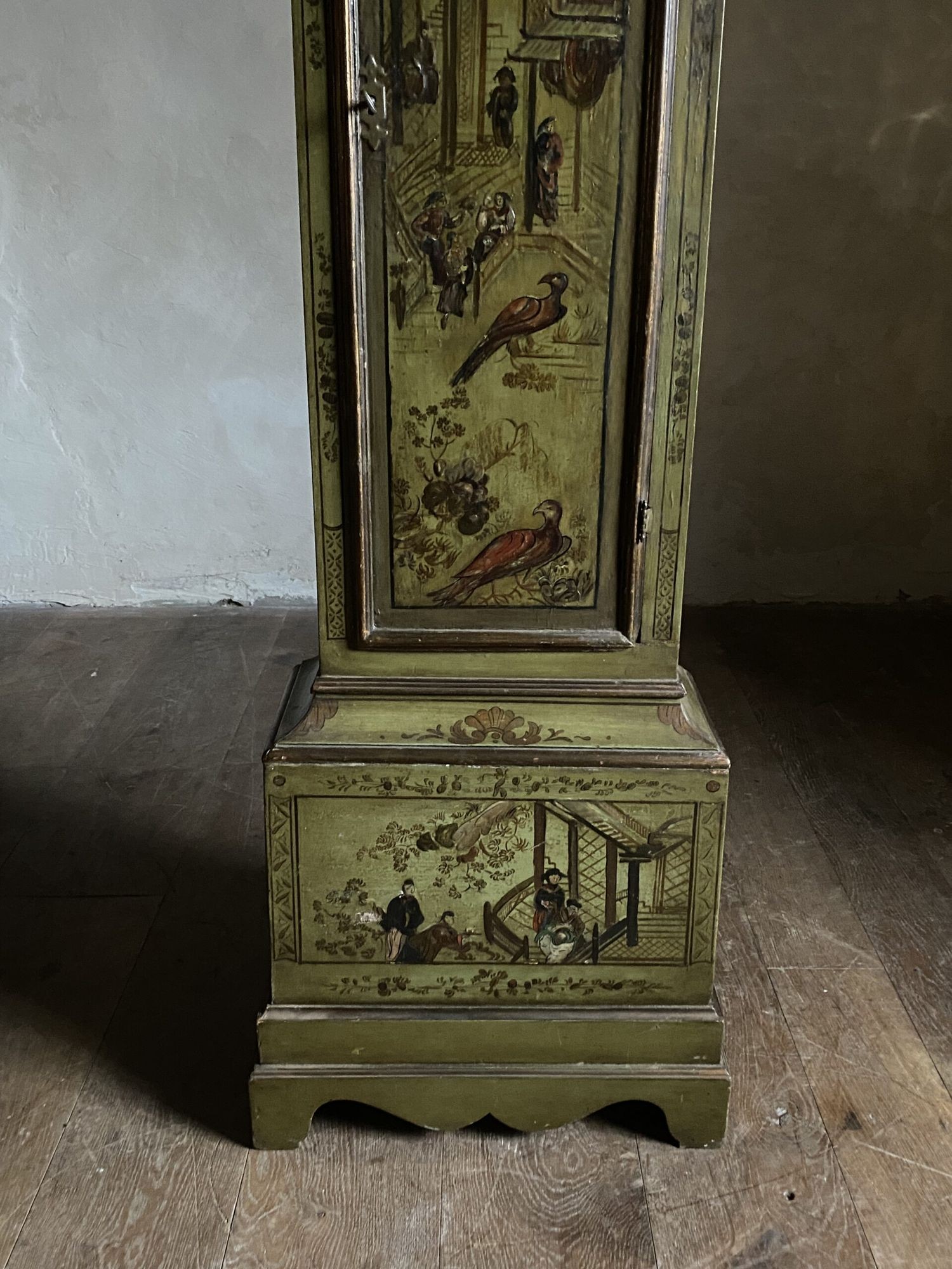 A green lacquered long case clock image 4