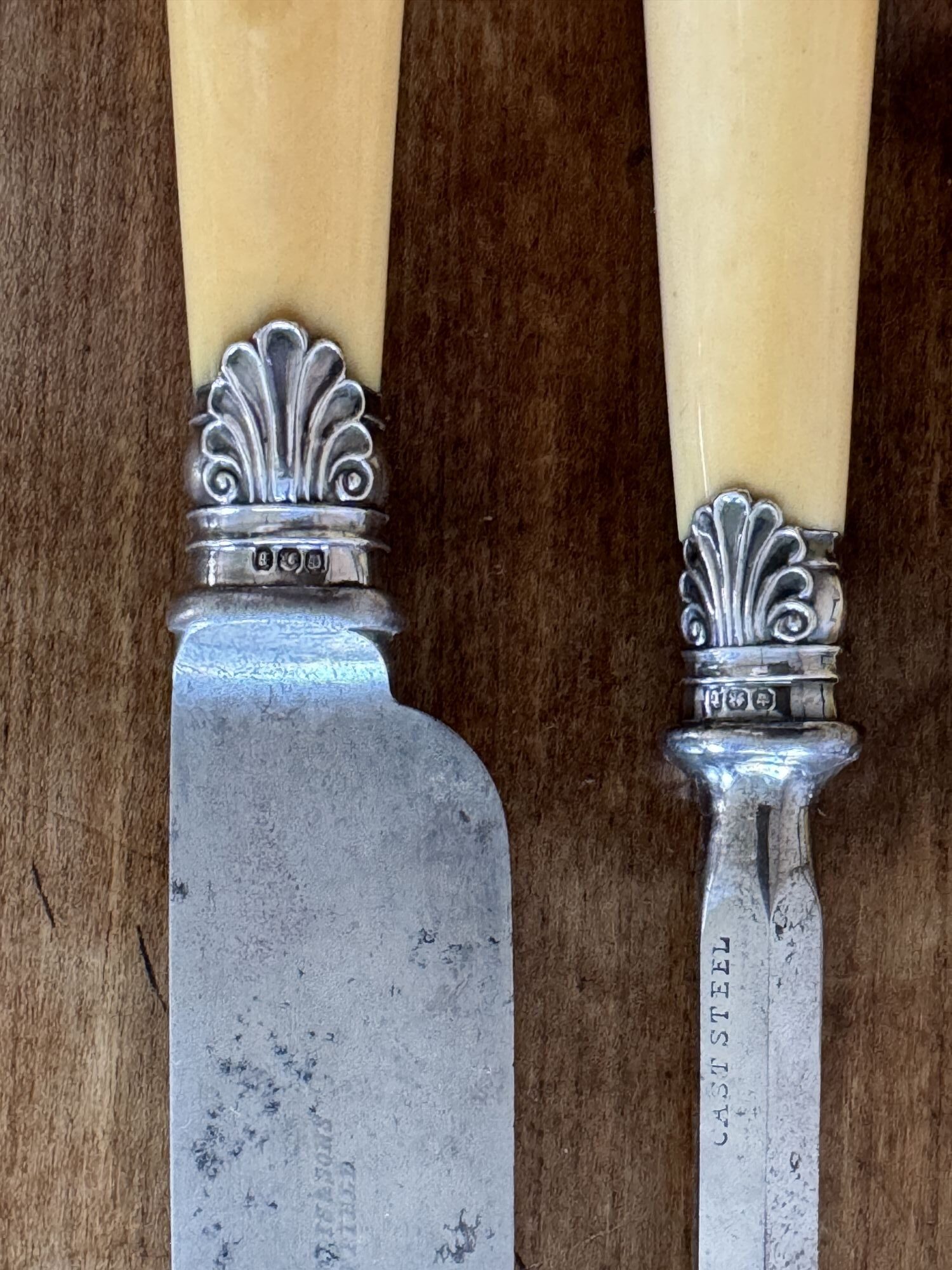 Ivory and silver mounted carving steels image 3