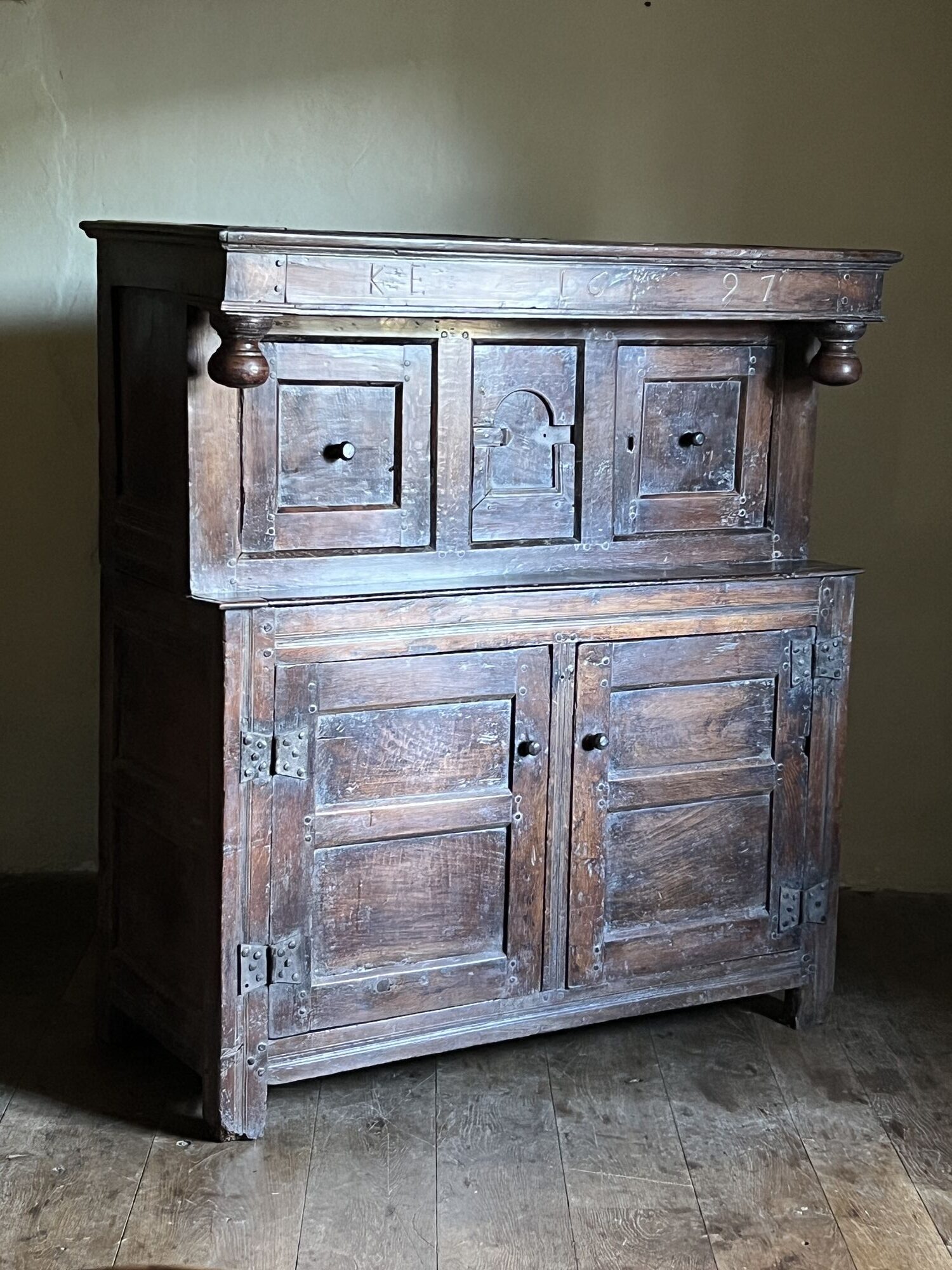 17thC Oak Press or Court Cupboard image 3