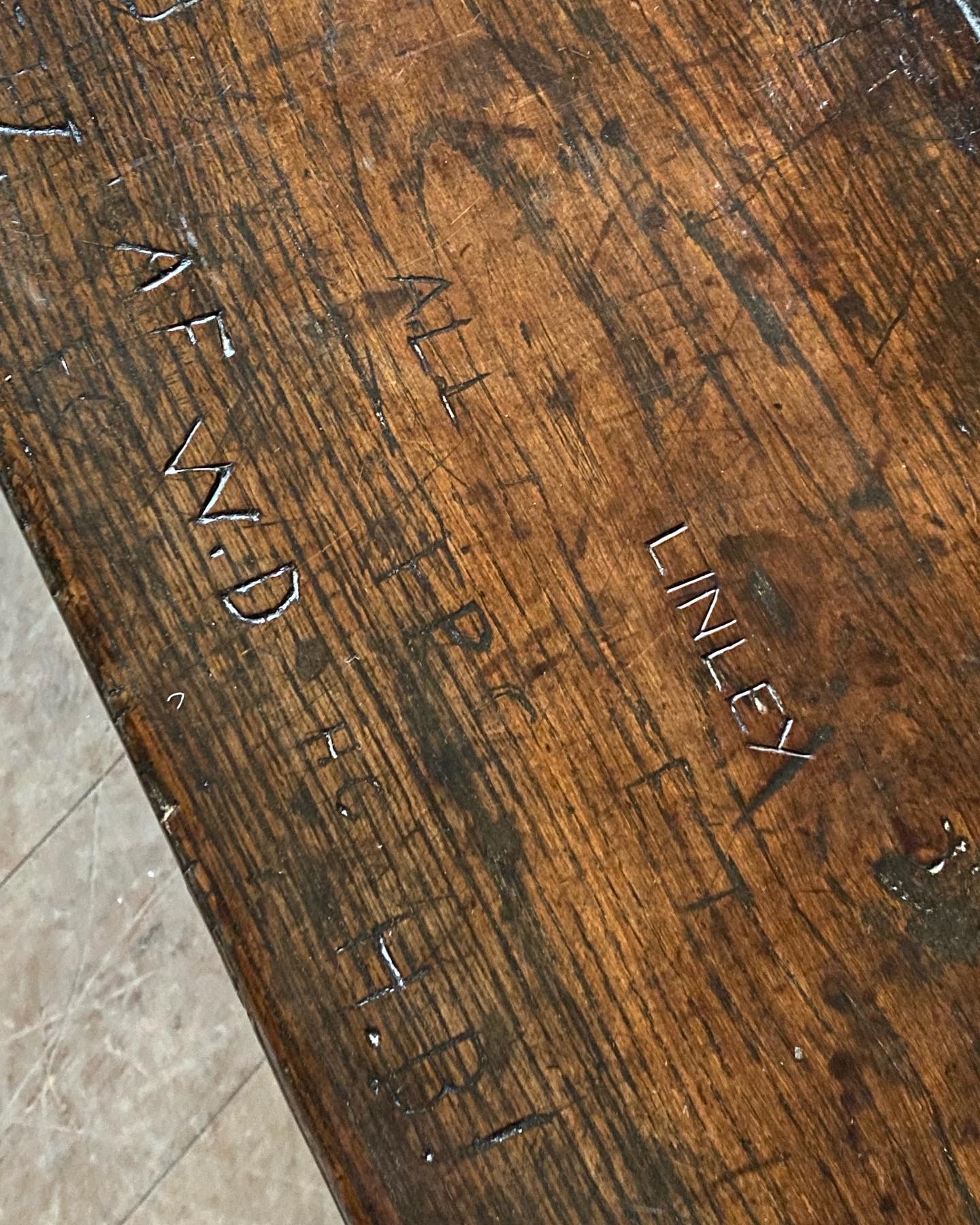 18thC Graffitied Oak Refectory Table image 7
