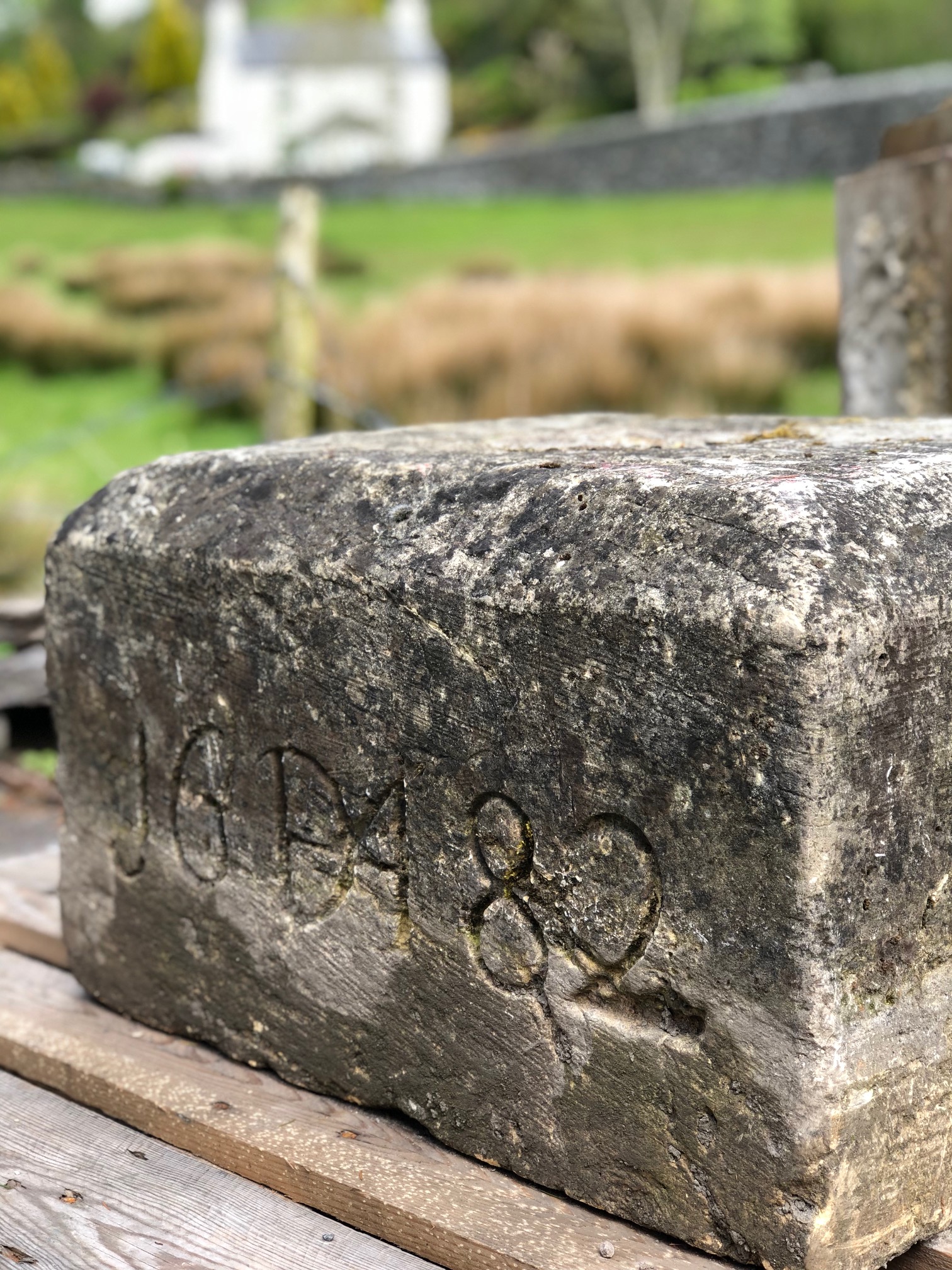 Cheese Press Weight Stone Dated 1682 image 3